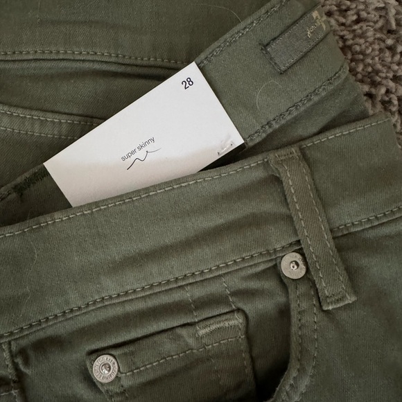 NWT 7 For All Mankind size 28 Women’s Super Skinny Olive Green Jean - Picture 2 of 5